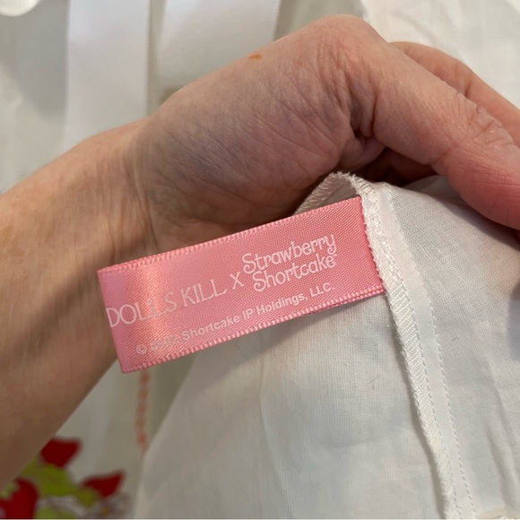 Dolls Kill X Strawberry Shortcake Blouse Top Robe White Embroidered XL - Picture 8 of 10